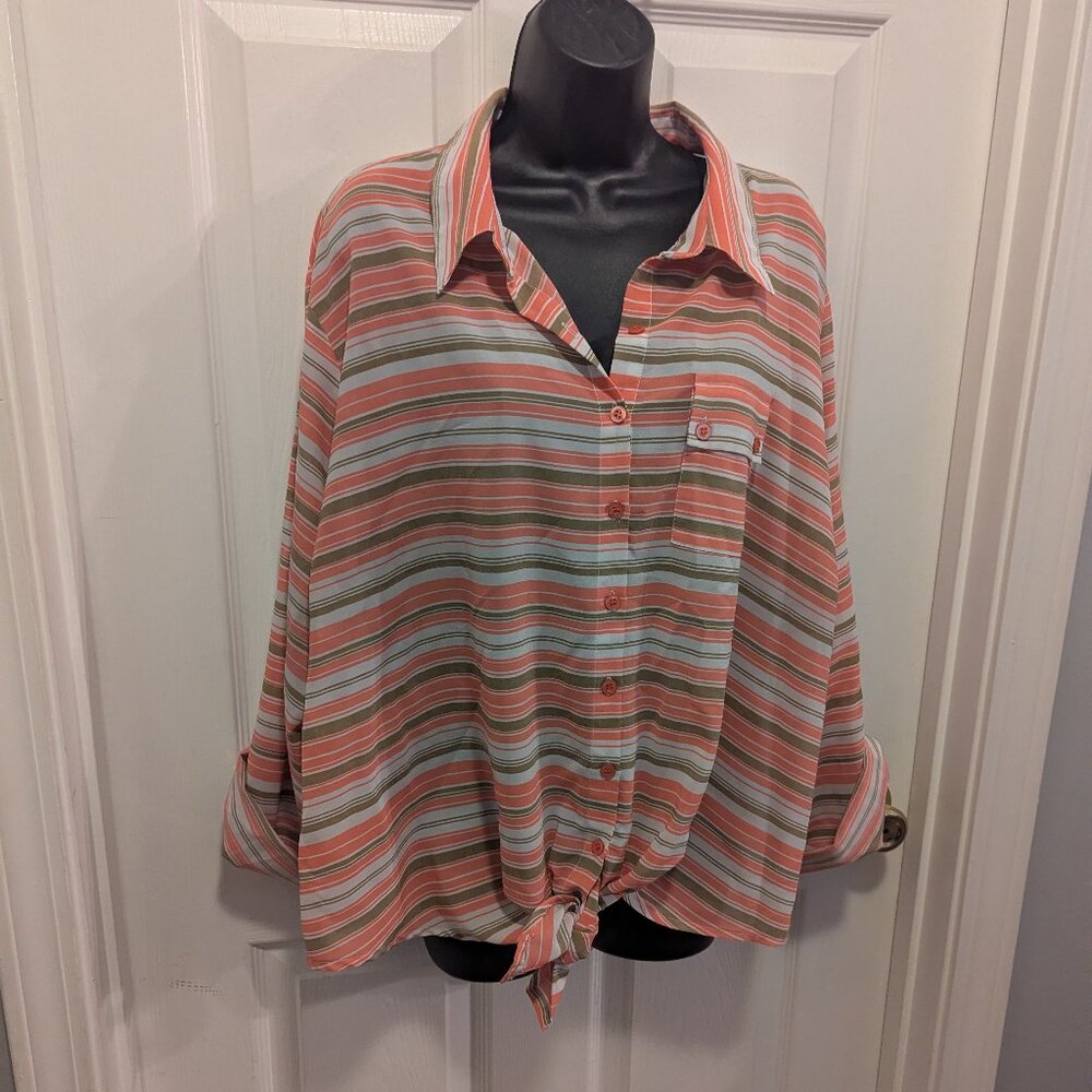 Tramp peach and light brown button down - 3X